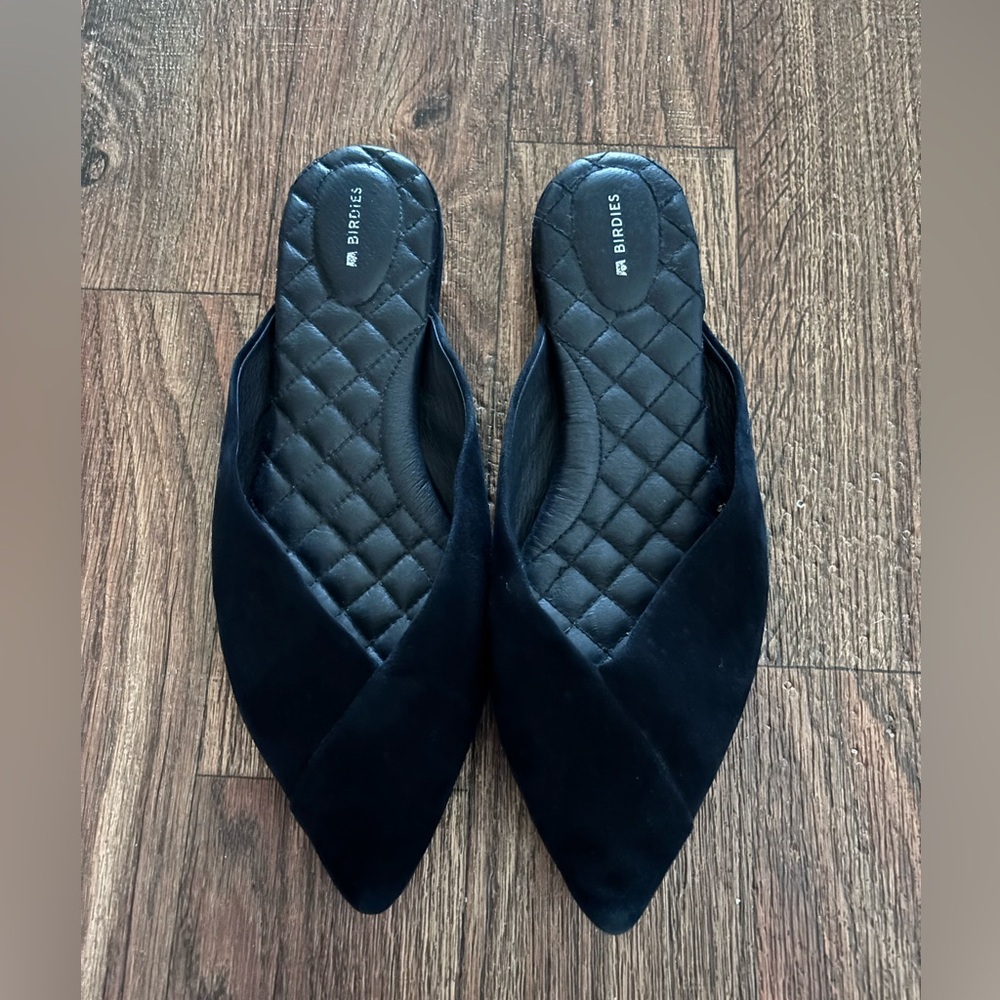 Birdies The Swan Black Suede Pointed Toe Mules Flats - Size 10.5 - Picture 11 of 11